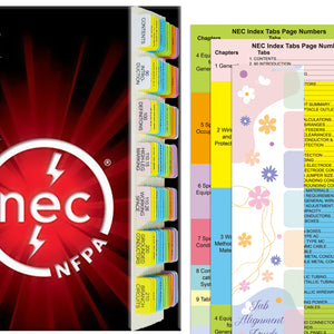 NEC Tabs, 120 Pcs for 2020 National Electrical Code(Book not Included), Color-Coded and Laminated Tabs with Ohm's Law Stickers and Wire Chart